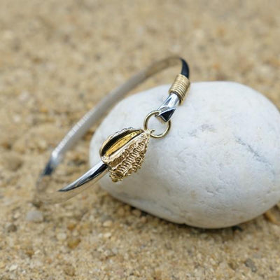 Sterling Silver Bangle with 18k Gold Whale Tail