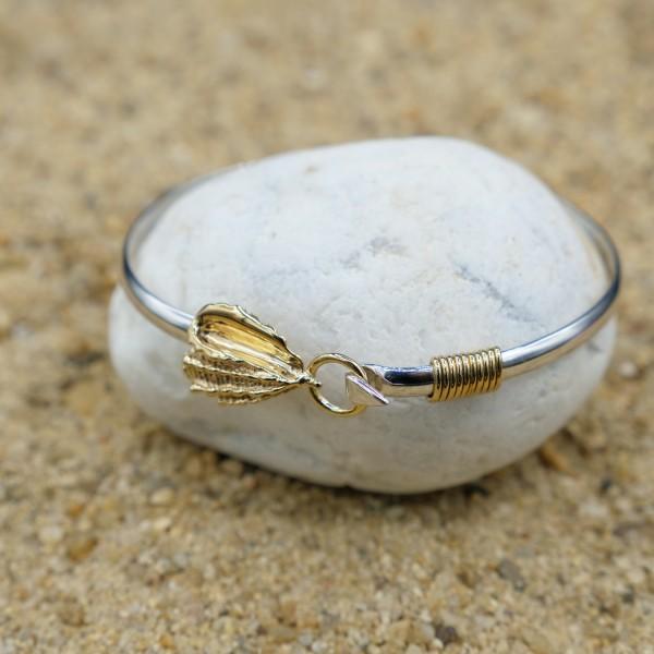 Sterling Silver Bangle with 18k Gold Whale Tail