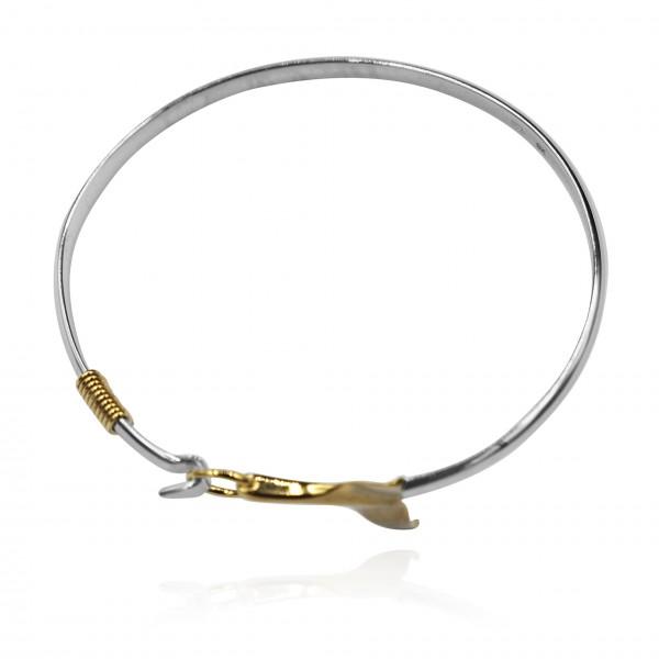 Sterling Silver Bangle with 18k Gold Whale Tail