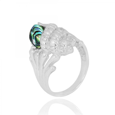 Sterling Silver Conch Shell Ring with Abalone Shell
