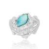 Sterling Silver Conch Shell Ring with Larimar