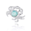Sterling Silver Crab Pendant Necklace with Larimar