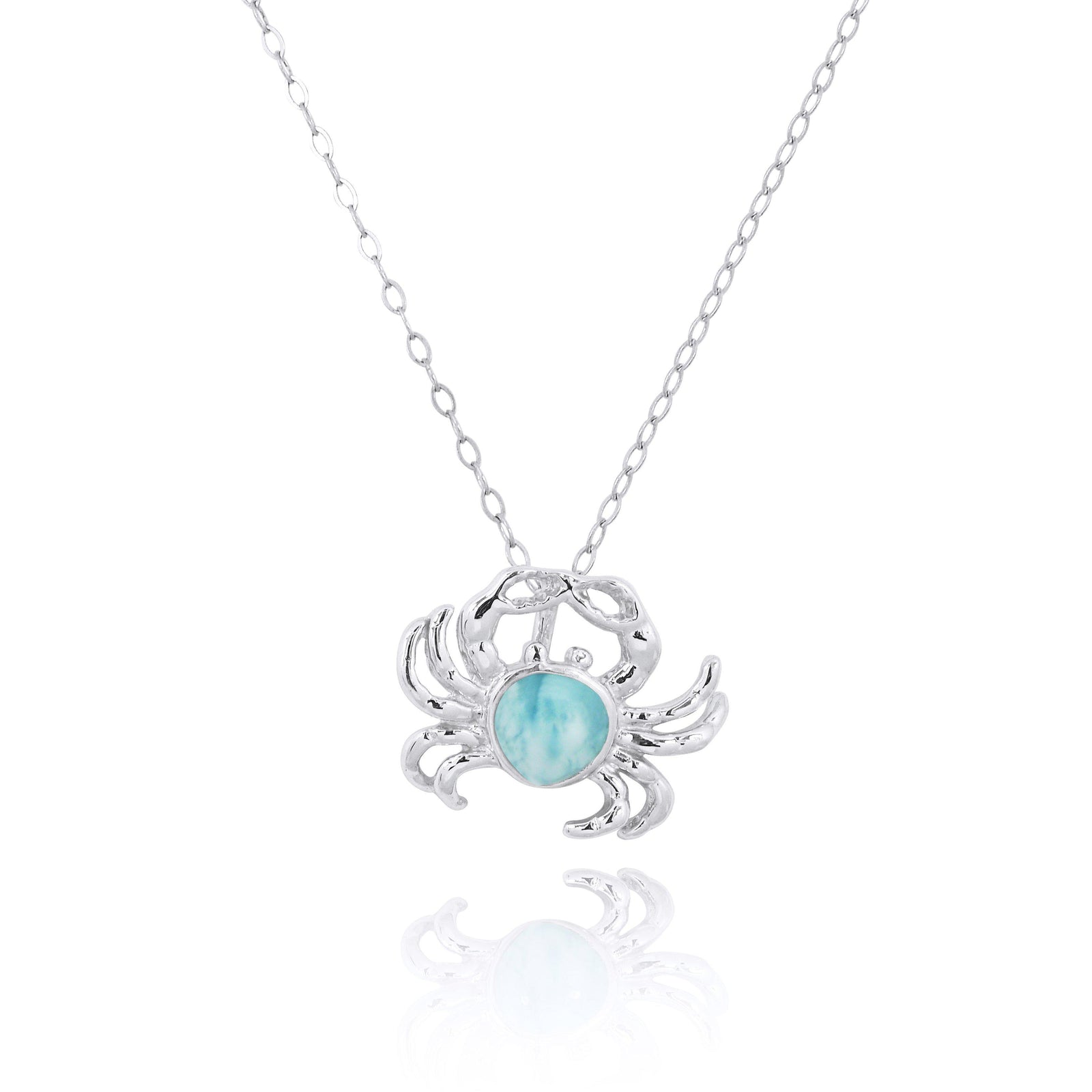 Larimar Lagoon: Oceanic Serenity Necklace - Natural Larimar Fish Hook .925  Sterling Silver - 18