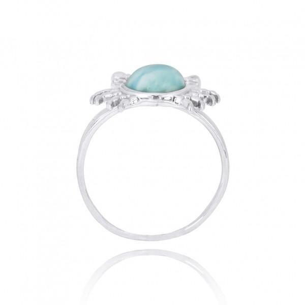 Sterling Silver Crab Ring with Larimar and Black Spinel