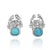 Sterling Silver Crab Stud Earrings with Round Larimar and White Topaz