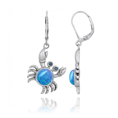Blue Opal Crab Earrings - Miami