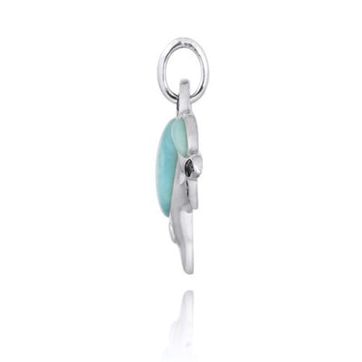 Sterling Silver Dolphin Pendant Necklace with Larimar and Black Spinel