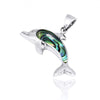 Sterling Silver Dolphin with Abalone Shell Pendant Necklace