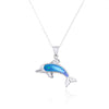 Sterling Silver Dolphin with Blue Opal Pendant Necklace