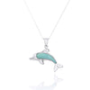 Sterling Silver Dolphin with Larimar Pendant Necklace