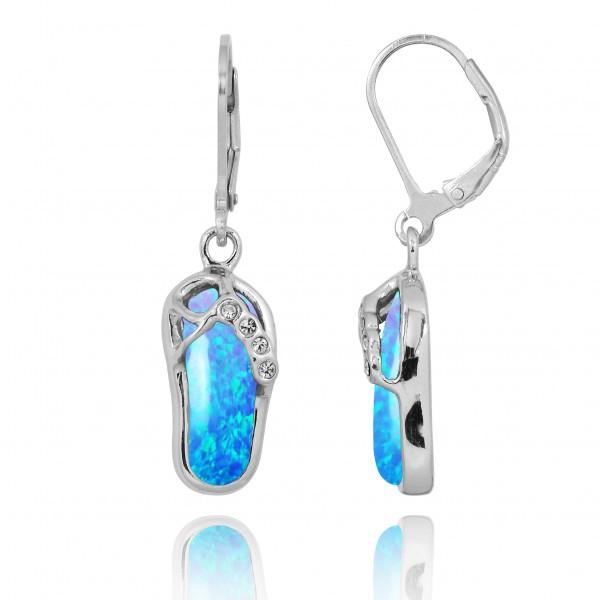 Flip Flop Earrings with Blue Opal