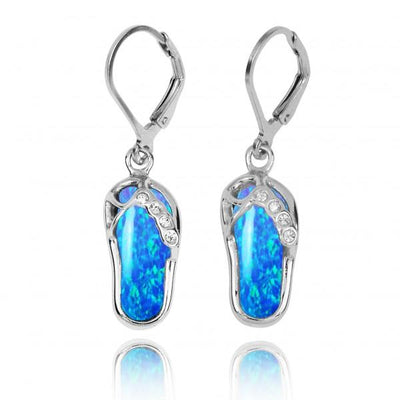 Flip Flop Earrings with Blue Opal