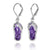 Sterling Silver Flip Flop Lever Back Earrings with Charoite and White CZ
