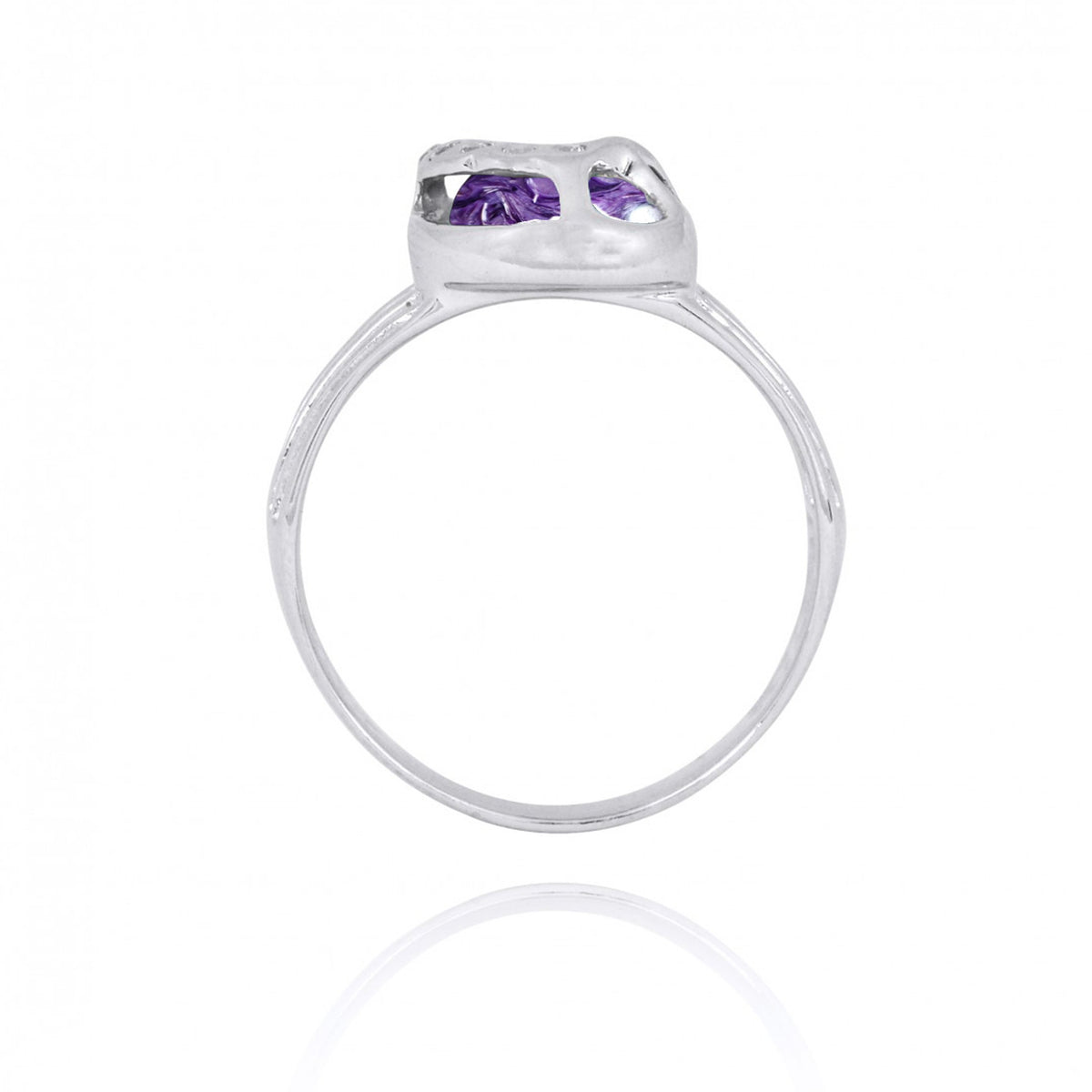 Sterling Silver Flip Flop Ring with Charoite and White CZ