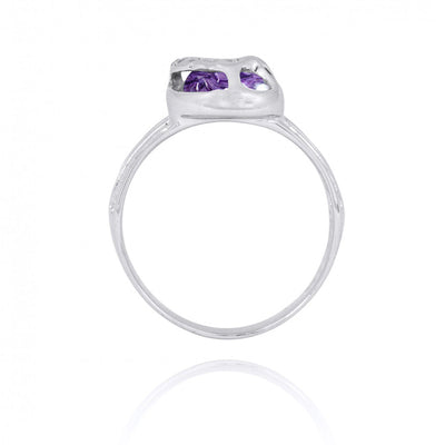 Sterling Silver Flip Flop Ring with Charoite and White CZ