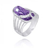 Sterling Silver Flip Flop Ring with Charoite and White CZ