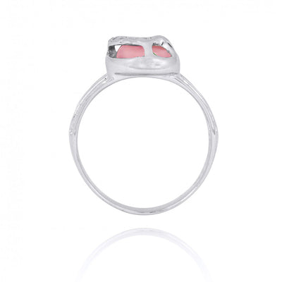 Sterling Silver Flip Flop Ring with Pink Opal and White CZ