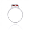 Sterling Silver Flip Flop Ring with Red Coral and White CZ