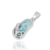 Flip Flop Pendant Necklace with Larimar and Crystal