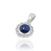 Sterling Silver Flower Pendant with Round Lapis
