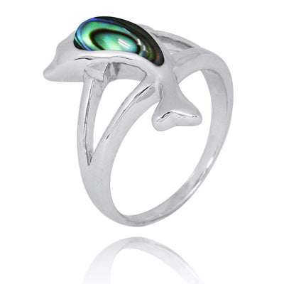 Jumping Dolphin Ring with Abalone Shell