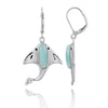 Manta Ray Earrings with Larimar and Black Spinel