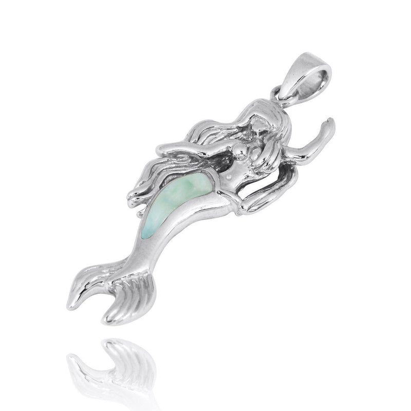 Mermaid Pendant Necklace with Larimar