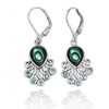 Sterling Silver Octopus with Abalone Shell and Swiss Blue Topaz Lever Back Earrings