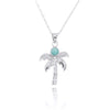 Palm Tree Pendant Necklace with Larimar and White Topaz
