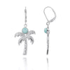 Sterling Silver Palm Tree Earrings with Larimar and White Topaz