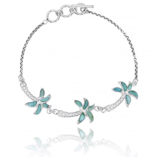 Caribbean Larimar Palm Tree Bracelet - Miami