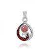 Sterling Silver Pendant with Garnet Wave and Round Peru Pink Opal