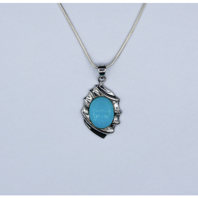 Sterling Silver Pendant with Natural Turquoise - Only One Created