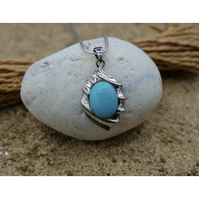 Sterling Silver Pendant with Natural Turquoise - Only One Created