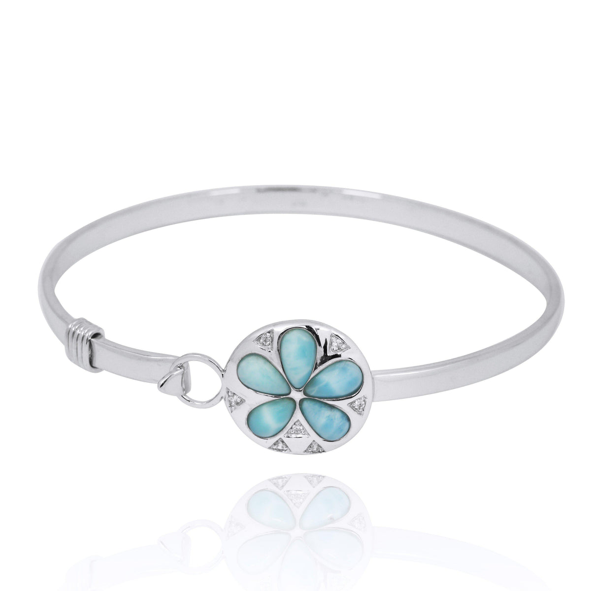 Sand Dollar Bangle with Larimar and White CZ