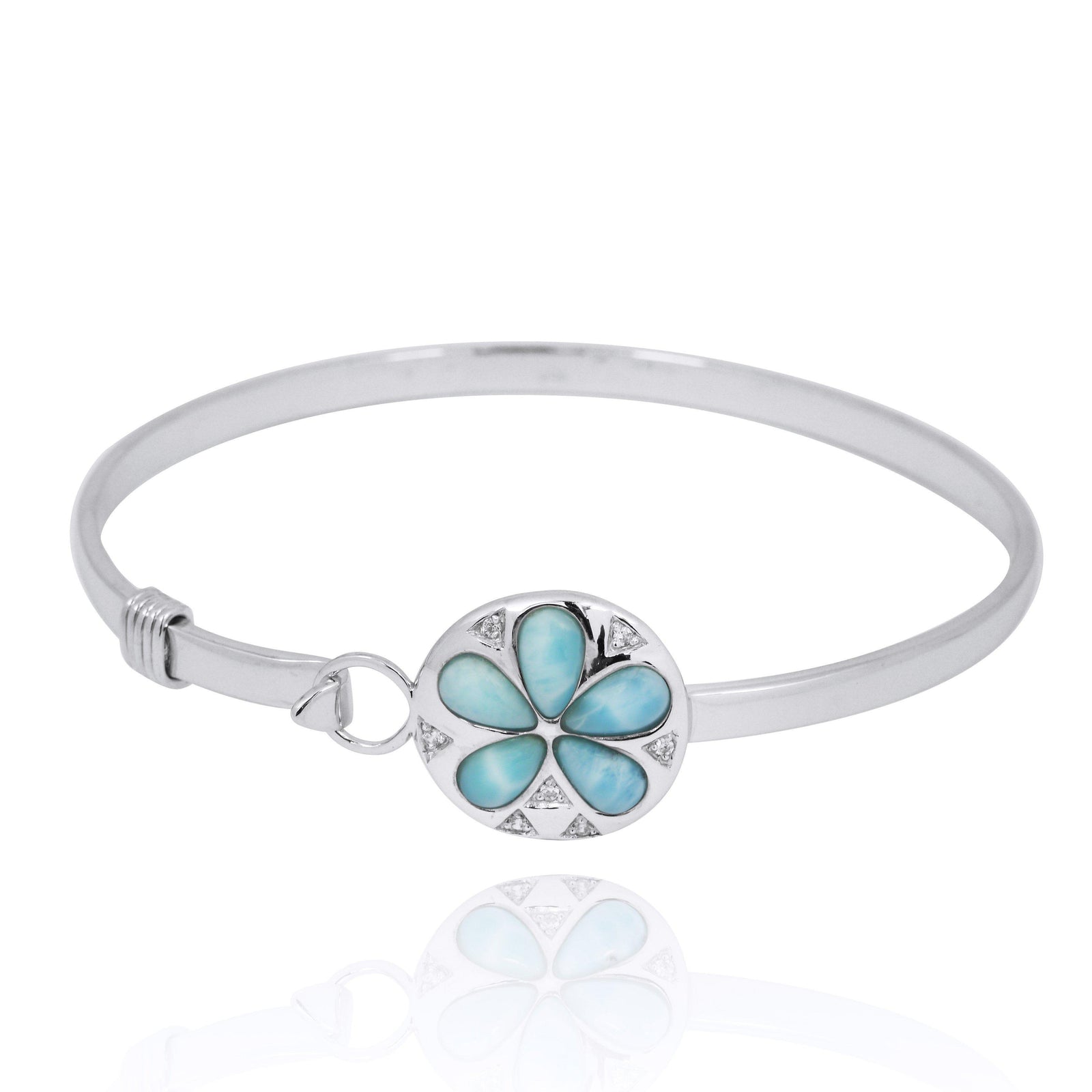 Sand Dollar Bangle with Larimar and White CZ