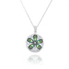 Sterling Silver Sand Dollar with Abalone Shell and CZ Pendant Necklace