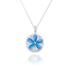 Sand Dollar Pendant Necklace with Blue Opal