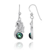 Sterling Silver Seahorse Drop Earrings with Abalone Shell and CZ