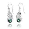 Sterling Silver Seahorse Drop Earrings with Abalone Shell and CZ