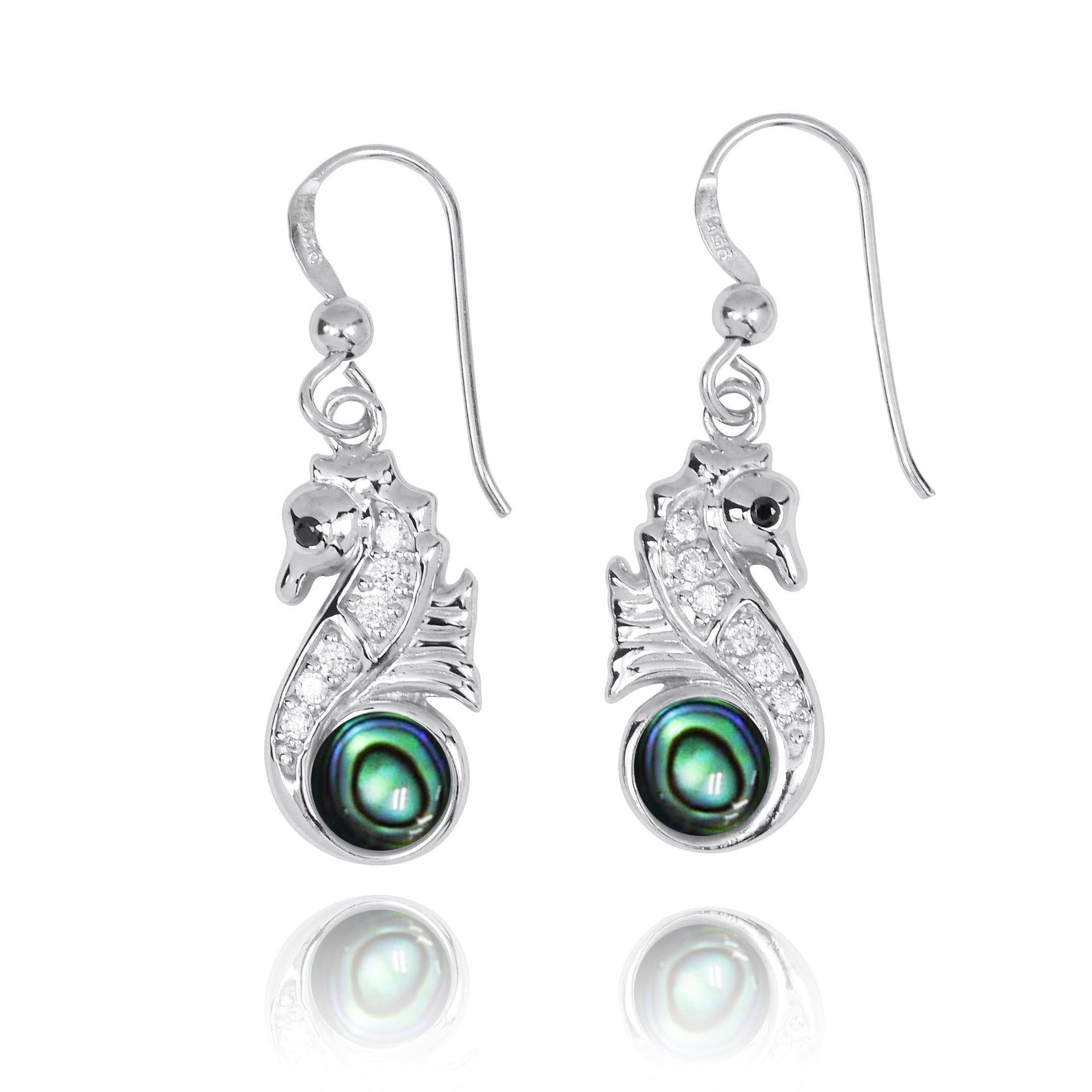 Seahorse Earrings with Abalone Shell - Miami