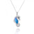 Sterling Silver Seahorse Pendant Necklace with Blue Opal and Black Spinel