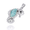 Seahorse Pendant Necklace with Larimar and Black Spinel
