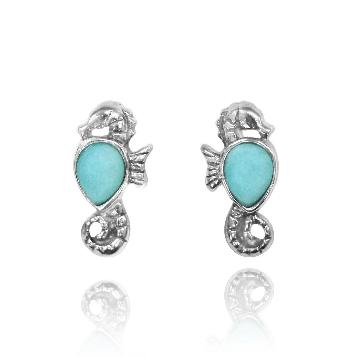 Seahorse Earrings with Larimar