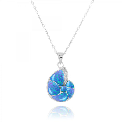 Seashell Necklace with Blue Opal