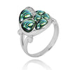 Sterling Silver SeaShell Ring with Abalone Shell and White CZ