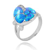 Sterling Silver Seashell Ring with Blue Opal and White CZ
