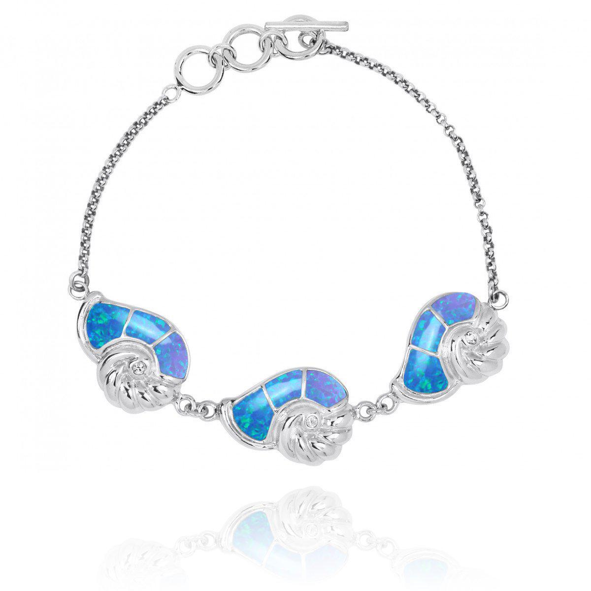 Seashell Bracelet with Blue Opal
