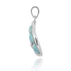 Sterling Silver Seashell Pendant Necklace with Larimar and White CZ