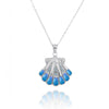 Sterling Silver Seashell with Swiss Blue Topaz Blue Opal Pendant Necklace